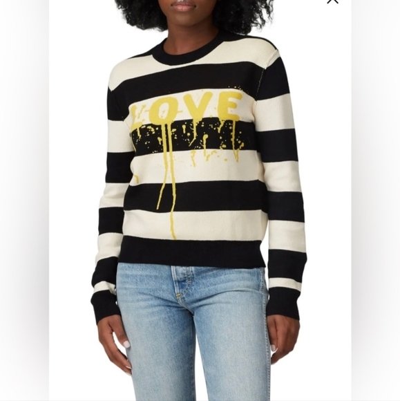 Zadig & Voltaire Life Co Love Striped Black, White, Yellow Sweatshirt - Picture 5 of 13